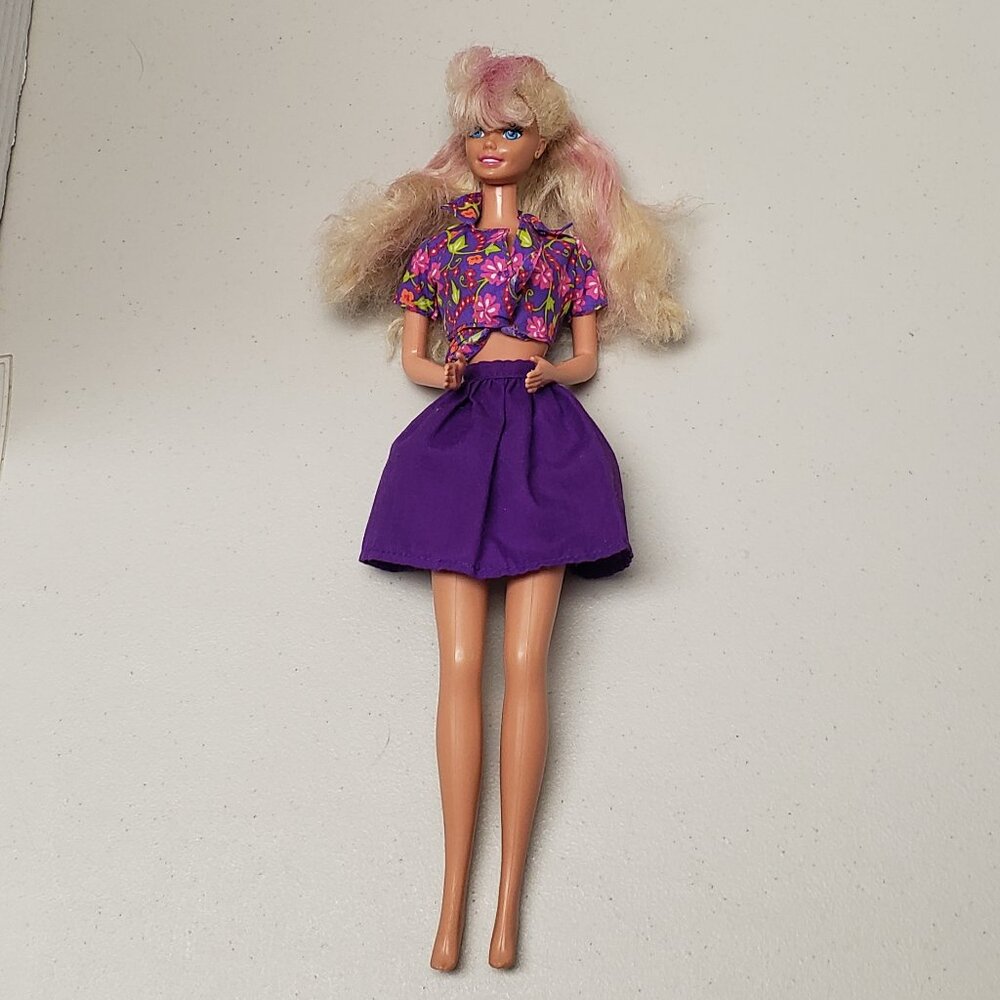 Vintage Barbie Doll In Purple Outfit